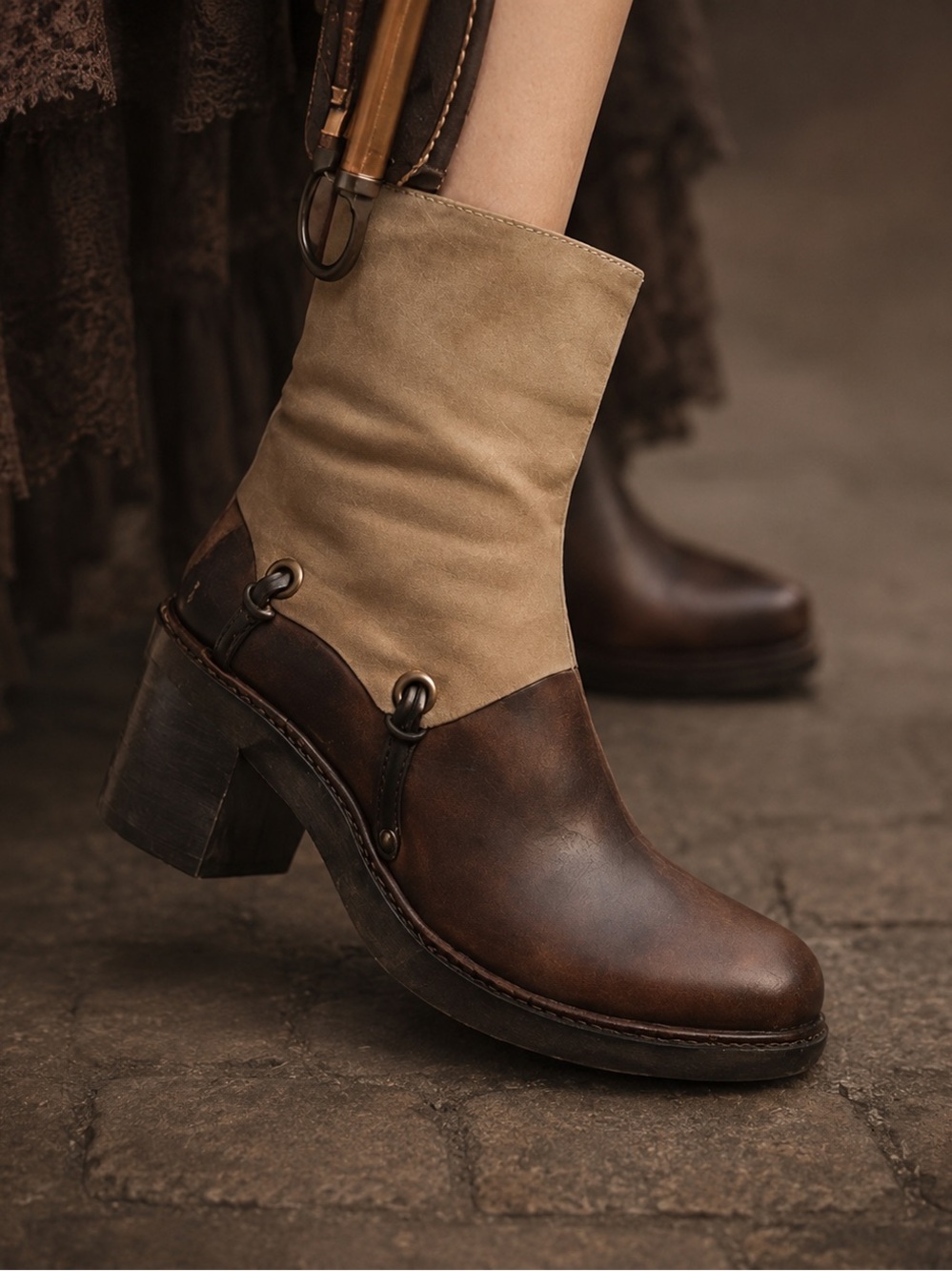 Giraudon New York Steampunk Grunge Brown Leather Lagenlookartsy Unique Boots 36